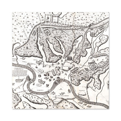 Map Du Perac 1573 Ancient Rome Hills City Plan Chart Large Wall Art Print Square