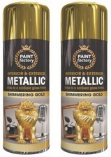 2 x 400ml METALLIC GOLD Spray Paint Aerosol Gloss Wood Metal Plastic paint
