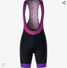 My Kilometre Sports Womens Cycling Bib Shorts Purlple Sz Medium Padded