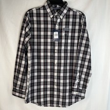 Men’s Small Chaps White Sand Check Long Sleeve Button Down Dress Shirt