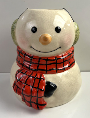 Hallmark Holiday Ceramic Snowman Tea Light Candle Holder Christmas by Jan Karan