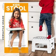 Folding Step Stool for Kids 11" Wide 9" Tall Plastic 300lbs Capacity Utopia Home