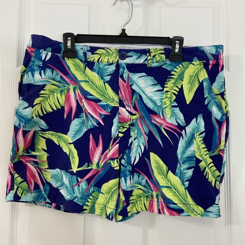 Caribbean Joe Fresh hell tropisch Hawaii Freizeitshorts Damen 16 blau grün