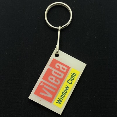 KEYCHAIN VTG Vileda WINDOW CLOTH SUPER MYSTERE OLD PLASTIC ERA