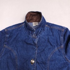 Rods Button Up Casual Long Sleeve Jean Jacket Womens Size Large L Blue