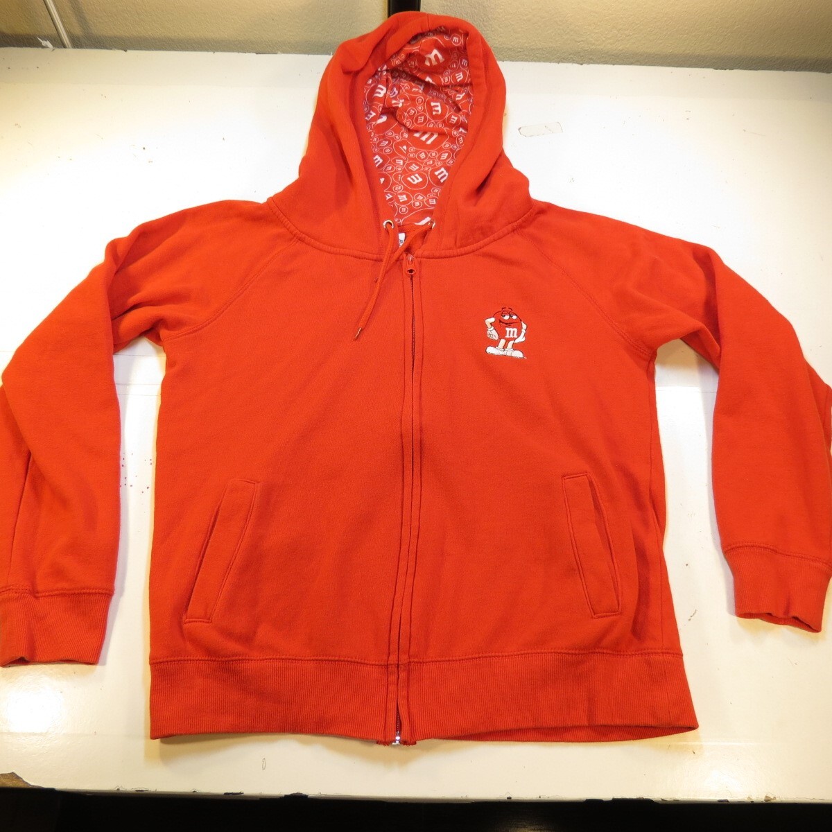 M&M's WORLD RED M&M HOODIE KAPUZEN SWEATSHIRT JACKE Damen L rot