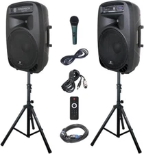 PRORECK PARTY 15 2000W 15" Powered DJ PA Speaker System Bluetooth/USB/SD/LED