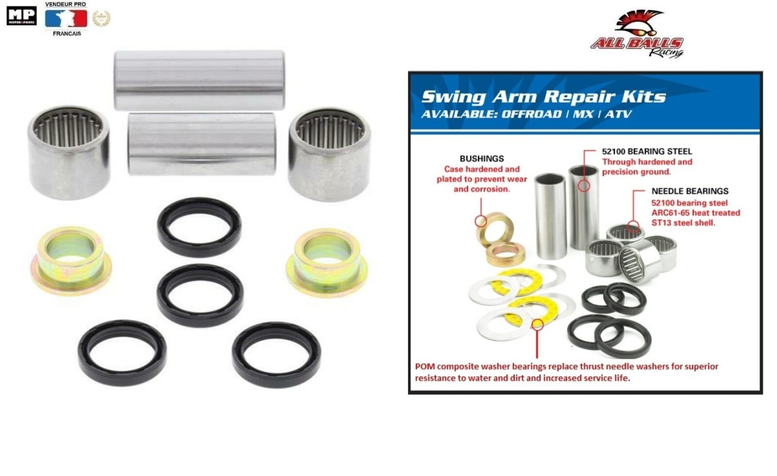Kit roulement de bras oscillant premium 28-1019 pour Honda CRF150RB