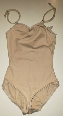 NEW CAPEZIO girls size small DANCE LEOTARD nude adjustable straps NICE @@