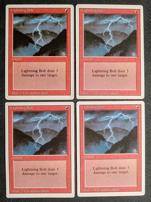 MTG | 4 x Lightning Bolt | Revised Edition | Magic The Gathering | Playset