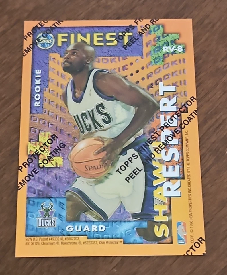 95-96 Topps Finest Rookie / Veteran NM-MT w/peel Vin Baker Shawn Respert Bucks - Image 2 of 2