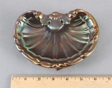Antique ZSOLNAY Art Nouveau Iridescent Eosin Glaze Porcelain Venus Shell Bowl