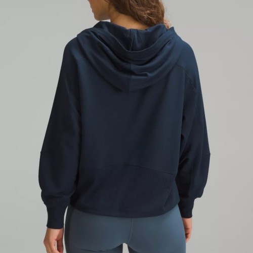 Lululemon Hoodie Pullover Size 8 Navy Blue Lightweight Long Sleeve Relaxed Fit - Picture 2 of 9