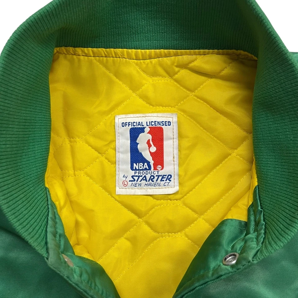 CHAQUETA SATINADA RARA DE COLECCIÓN AÑOS 80 90 NBA SEATTLE SUPERSONICS STARTER HECHA EN EE. UU. L Foto 4 de 4