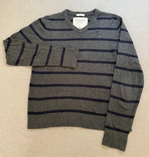 Abercrombie  Fitch Muscle Sweater Boys 2XL Gray Striped Pullover Long Sleeve