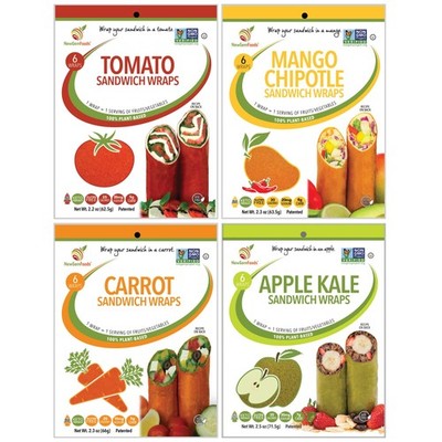 Tomato, Carrot, Apple & Mango Sandwich Wraps (Four-Pack Variety)   Vegan, Glu...