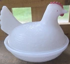 Indiana Milk Glass Vintage Hen On a Nest Covered Candy Dish 7” X 5 1/2” No chips