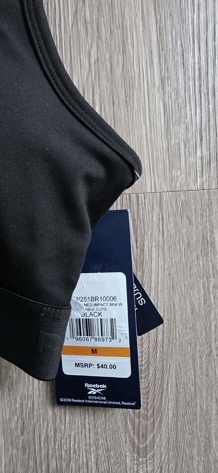 Reebok Women’s Black Sports Bra Medium Support Racerback Size M NWT thumbnail 9