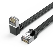 Right Angle CAT 7 Ethernet Cable 10FT,Up Angle 90 Degree Cat 7 RJ45 Network Conn