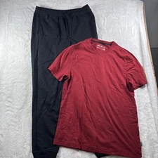 Eddie Bauer Men’s 2-piece Lounge Set Black pant & Red Tee Shirt Size M