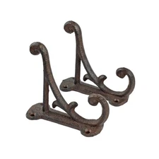 2 Cast Iron Rustic Vines Double Wall Hook Key Towel Coat Purse Door Hanger Brown