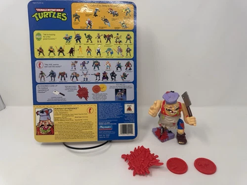 Vintage 1990 TMNT Pizza Face Action Figure 100% COMPLETE with Portrait Playmates