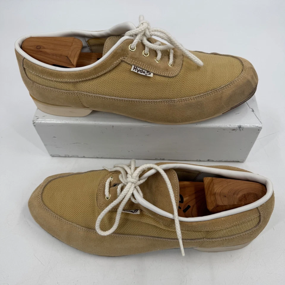 Hyde Men's Tan Suede Canvas Derby Lace Up Bowling Shoes Size 11 - Image 2 of 4