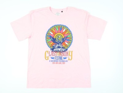 Glastonbury Festival Unisex Pink XL T-Shirt Grafik Musik Top