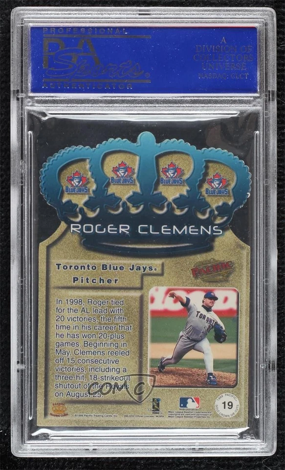 1999 Pacific Gold Crown Die-Cuts Roger Clemens #19 PSA 9 MINT - Image 2 of 2