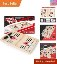 Large Fast Classic Slingshot Puck Game, Wooden Hockey Board Games for Family ...