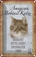 Blechschild 30X20 Cm American Bobtail Katze Deko Geschenk Metall Schild