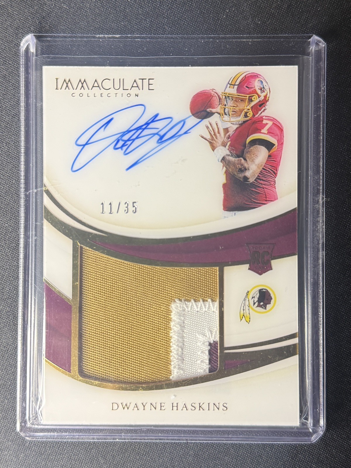 Dwayne Haskins Panini Immaculate Premium Patch Rookie Autographs #PPDHA Gold