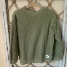 H M Boys Green Waffle-Knit Crew Neck Long Sleeve Pullover Sweater 2-3Y