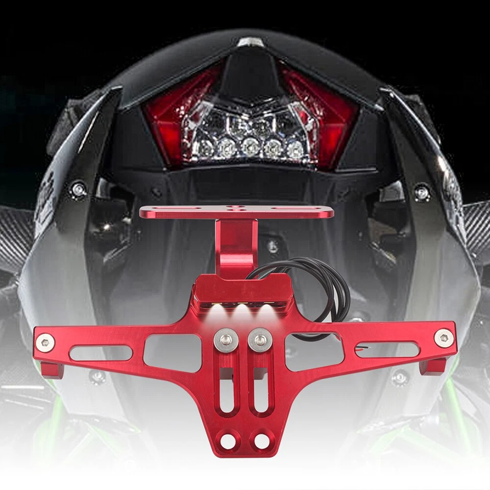Soporte universal para placa de matrícula ordenado cola de motocicleta eliminador de guardabarros luz LED Foto 2 de 4