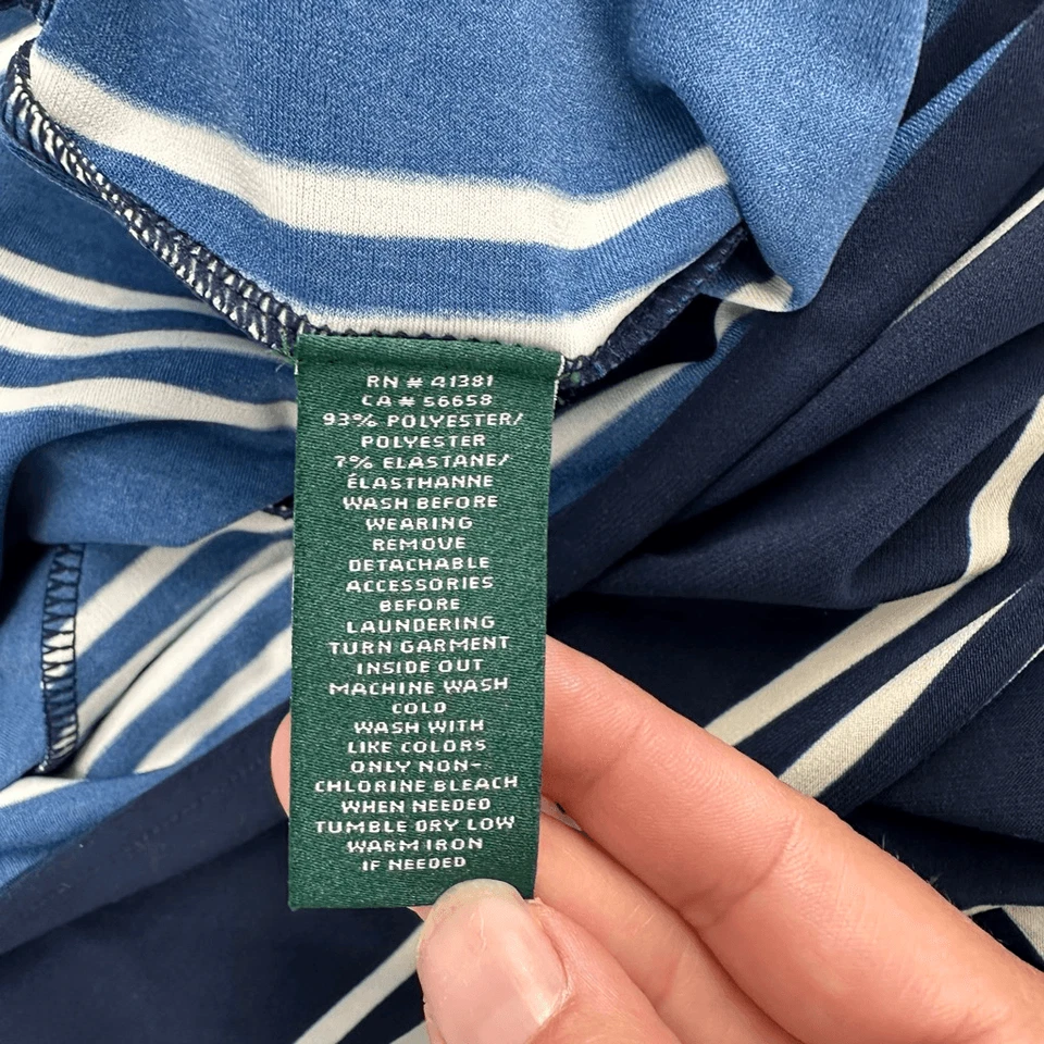 Новый без ценников женский комбинезон с искусственным запахом Lauren Ralph Lauren веревочный ремень темно-синяя полоса большой размер - Изображение 4 из 4