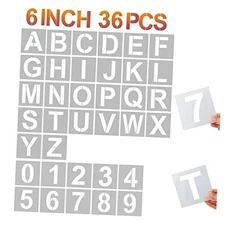  Letter Stencils and Numbers, 36 Pcs Alphabet Art Craft Stencils, 6 Inch