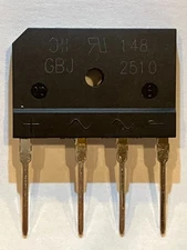 5 pcs Diodes Inc GBJ2510 Bridge Rectifier, 25A 1000V, 4-Pin GBJ NEW