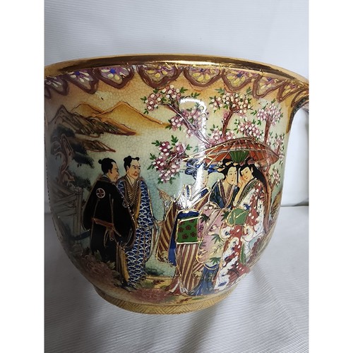 Royal Satsuma Wall Pocket Hand Painted Geishas & Suitors Pair - Afbeelding 4 van 10
