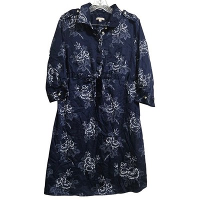 Cottagecore Gap Maternity Shirt Dress Womens M Navy Floral Rose Cotton Utility