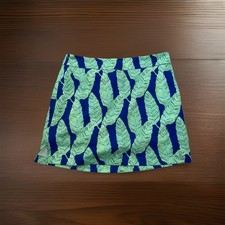 Vineyard Vines Skort Size 8 Blue Green Leaves R1