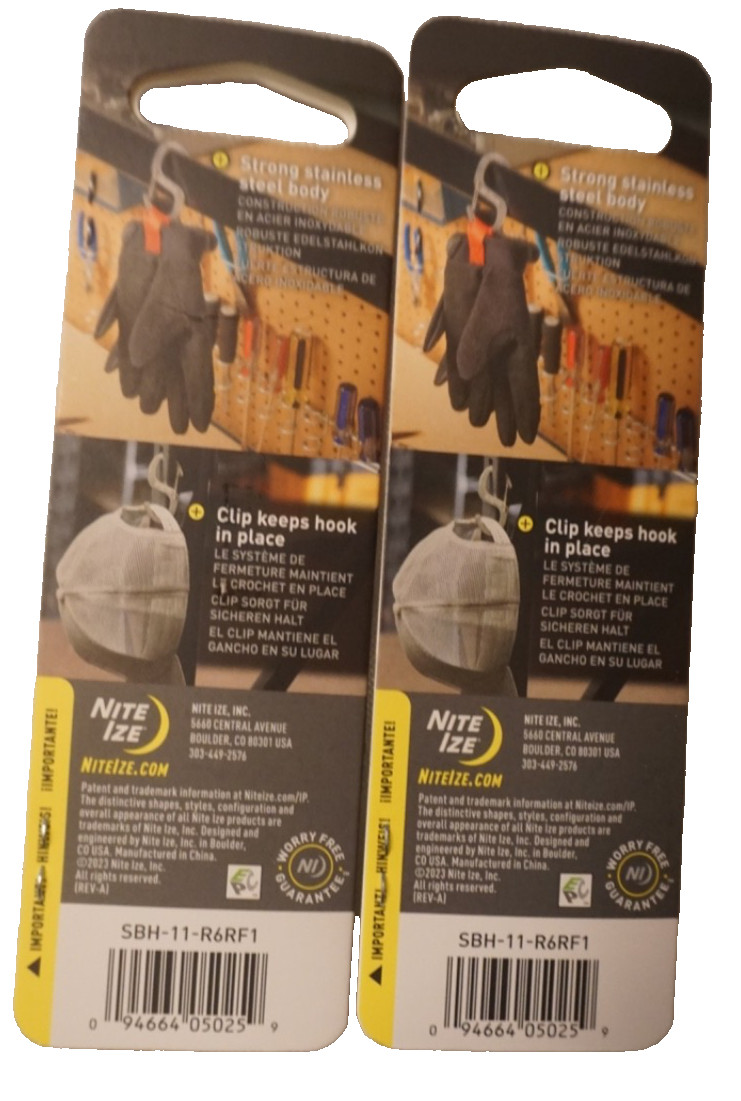 Nite Ize S-Biner Stainless Steel Hook 'N Hold (2-Pack) NEw Free Shipping