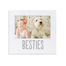 Bestie and Baby Keepsake Frame, Wood Photo Frame for Baby and Pet, with Easel Ba