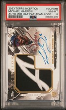 2023 Topps Inception Jumbo Hat Patch Michael Harris II Auto Team Logo PSA 8 # /5