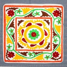 Suzani Cotton Cushion Cover Embroidered Applique Patchwork Pillow Case Ng