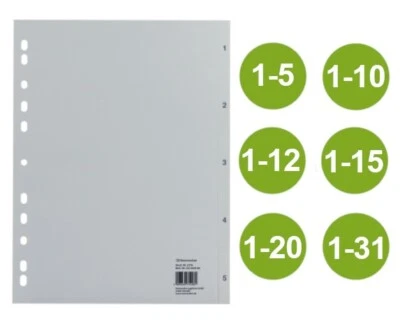 Soennecken Register Zahlenregister Trenner Kunststoff A4 5/10/12/15/20/31-tlg