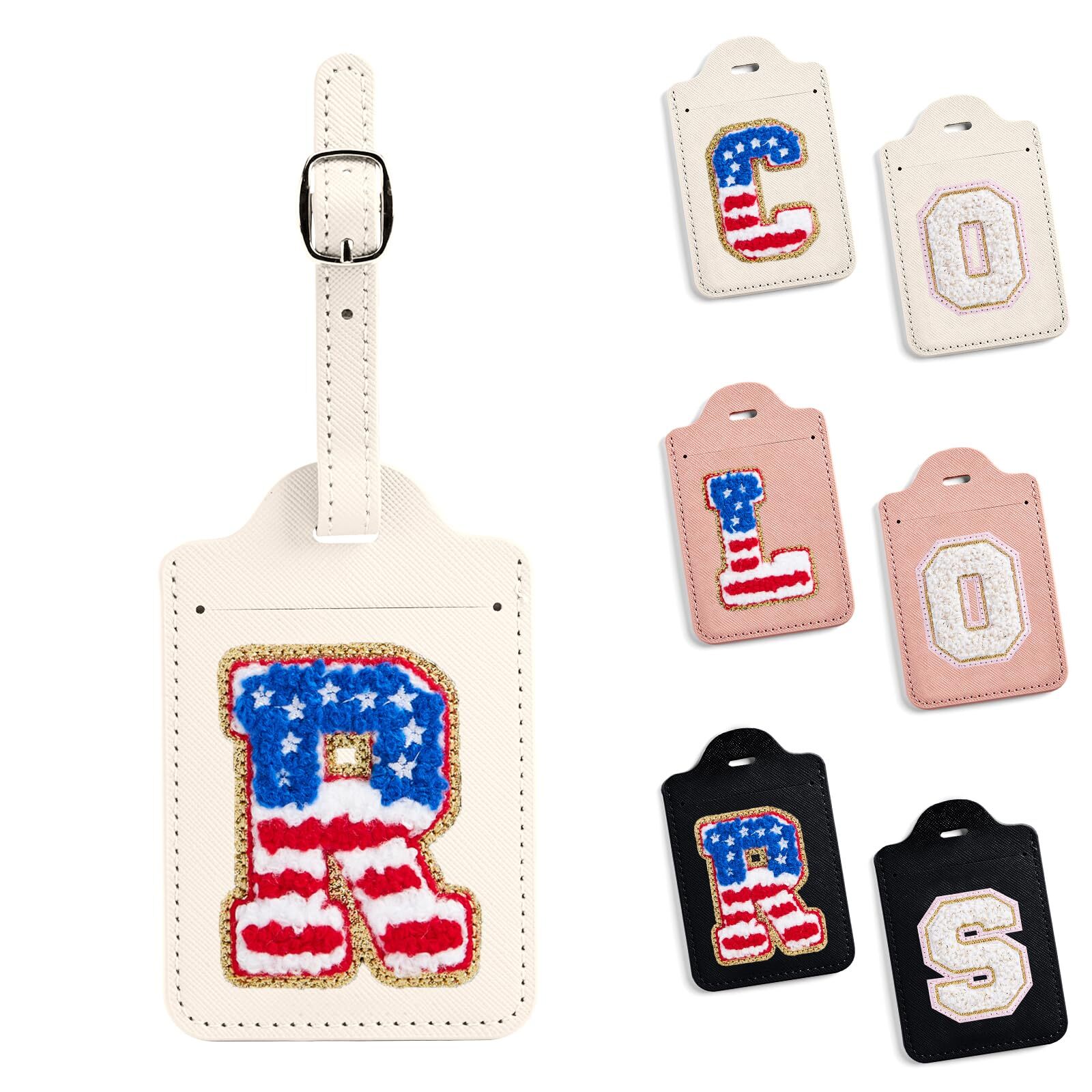 Personalized Initial Letter Luggage Tags for Suitcases,PU Leather Baggage Tag...