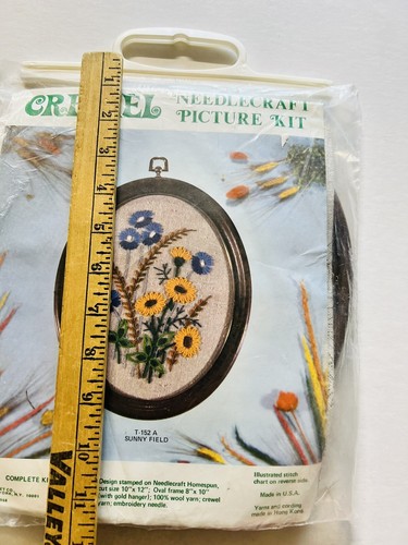 Kit de Imágenes Crewel Needlecraft De Colección T-152A Campo Soleado con Marco COMPLETO NUEVO - Imagen 6 de 6