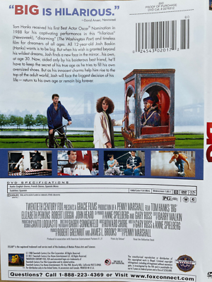 Big (DVD c1988/2011 20th Century Fox) Tom Hanks, Elizabeth Perkins