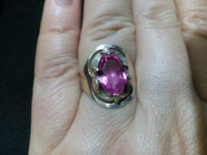 Authentic Soviet Vintage Silver Brand Star 875 Ring Gold Plated Pink Corundum Stamp Rare