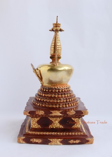 Estupa o Chaitya o aleación de cobre parcialmente dorado de 12,5" Patan, Nepal - Imagen 3 de 5